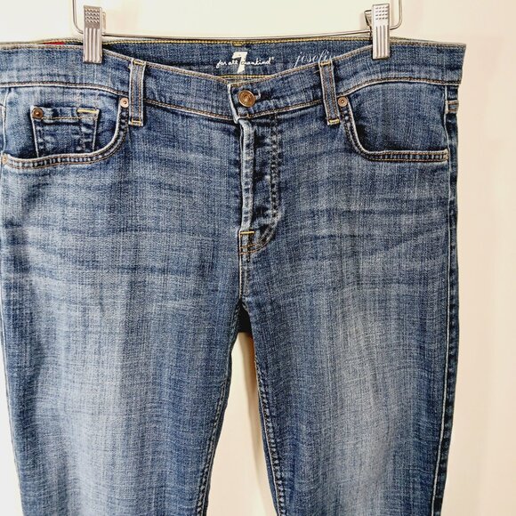 7 For All Mankind Jose Fina Boyfriend Skinny Jeans Size 30, Med Wash, Button Fly - Picture 3 of 16